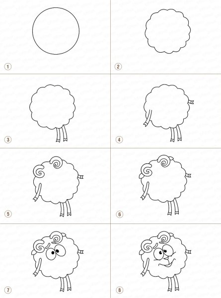 Овечка рисования для детей