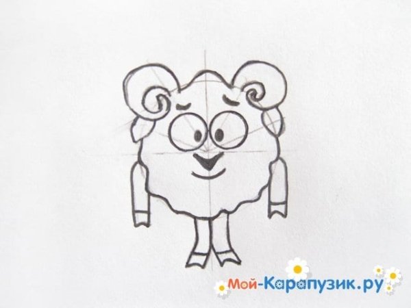 Рисуем Бараша из смешариков поэтапно