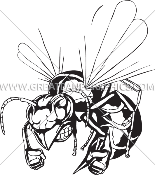 Шершень рисунок черно белый