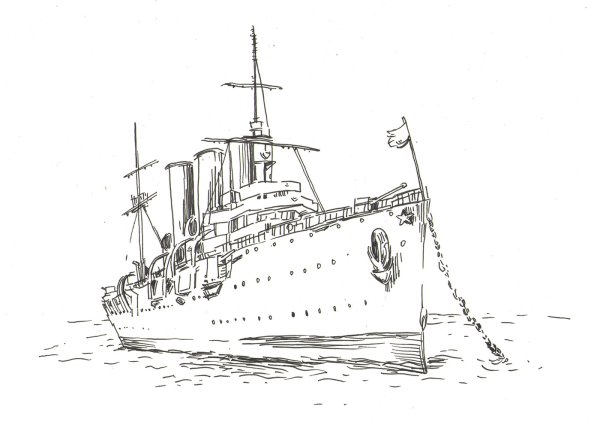 Нарисовать корабль крейсер Аврора