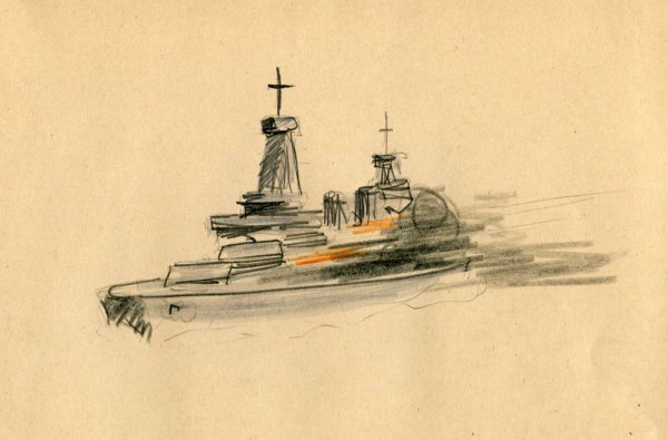 Линейный крейсер акварель