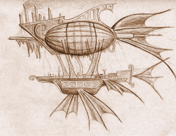 Стимпанк Жюль Верн дирижабль