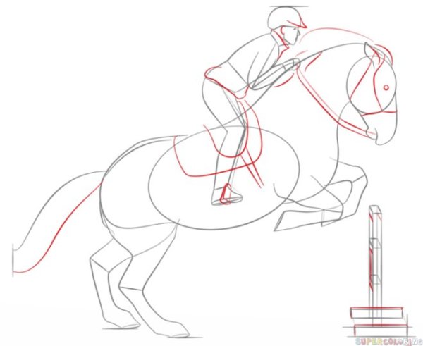 Поэтапное рисование лошади для детей