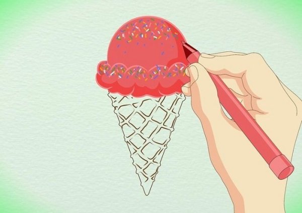 Красивые мороженое в рожке срисовка