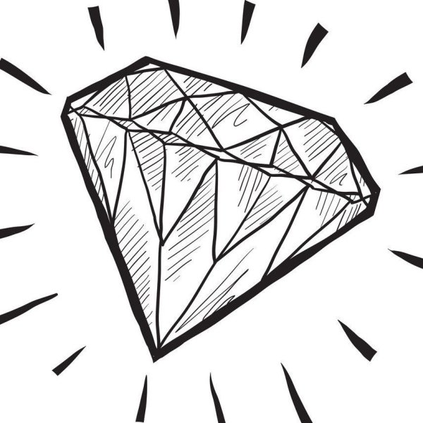 Бриллиант чб нарисованный