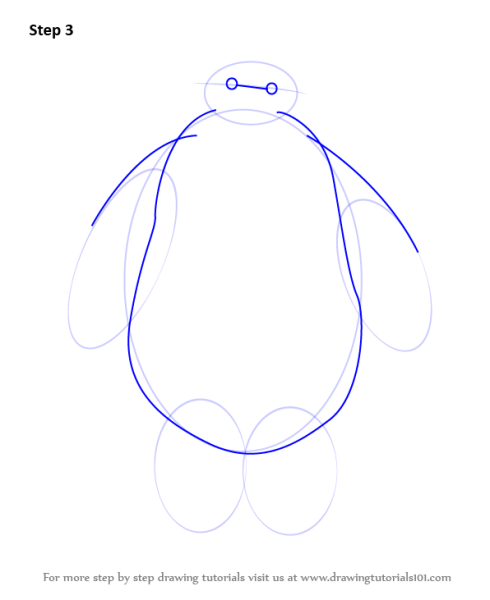 Поэтапно рисунок цветной Бэймакс