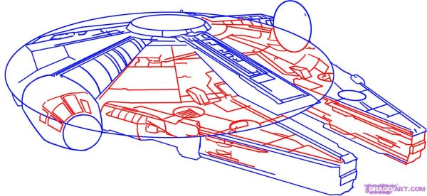 Звездолет поэтапное рисование