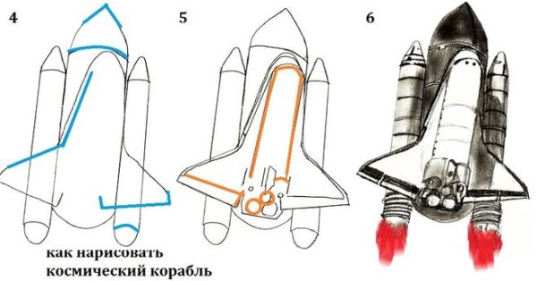 Поэтапное рисование ракеты для детей