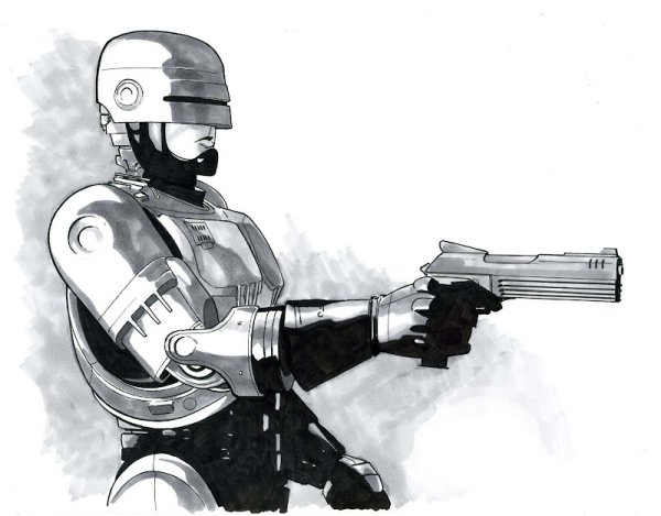 Робокоп рисунок карандашом