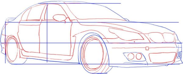 Рисование автомобиля пошагово БМВ