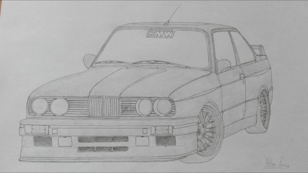 BMW e30 рисунок карандашом