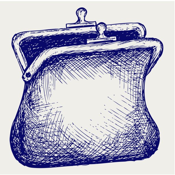 Бумажник с деньгами нарисованный