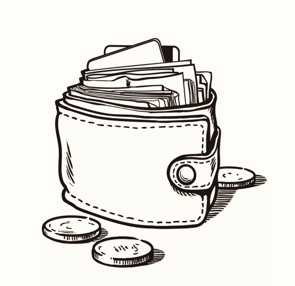 Кошелек рисунок скетч