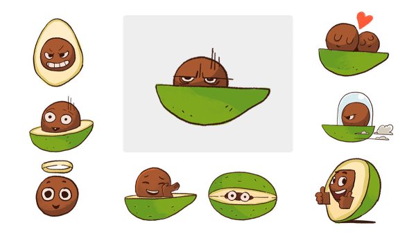 Стикеры наклейки авокадо