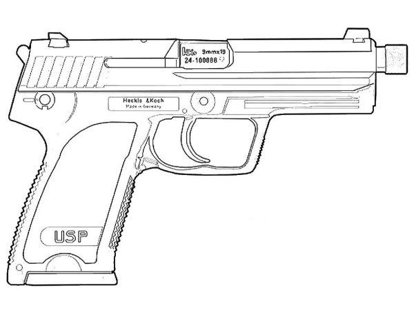 Раскраска пистолет