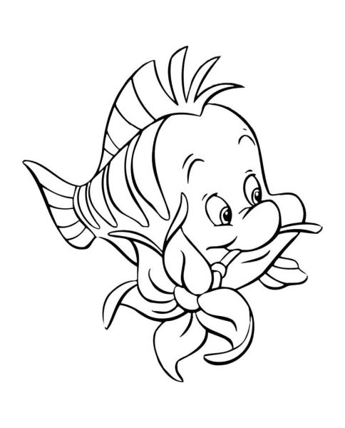 Ариэль и Флаундер раскраска