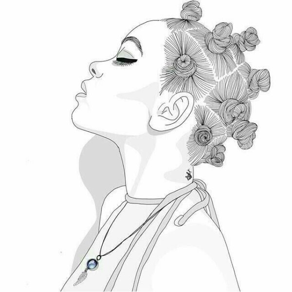 Контур девушки рисунок