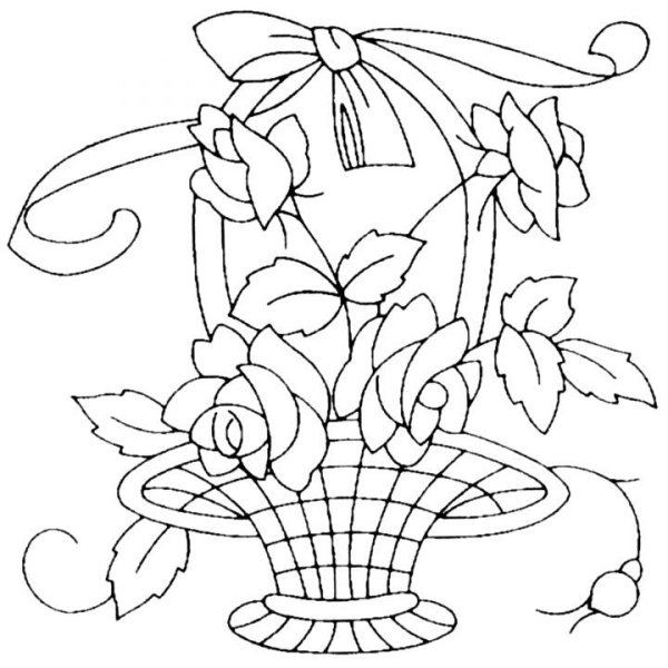 Раскраска корзина с цветами