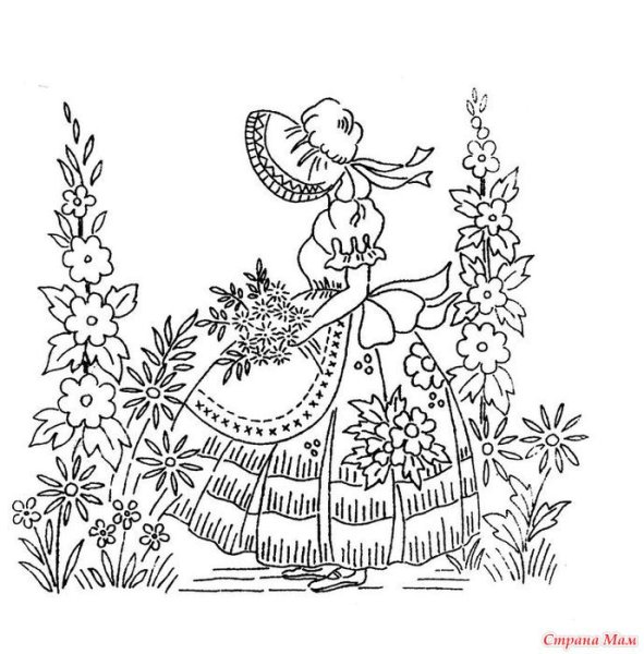 Контурная вышивка гладью схемы