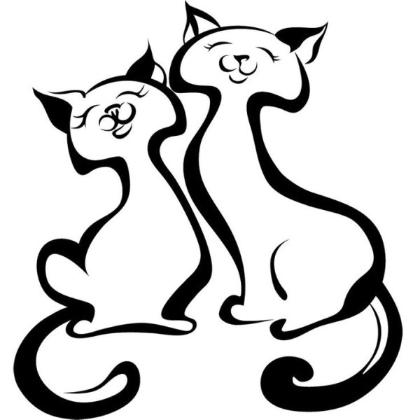 Силуэт влюбленных кошек