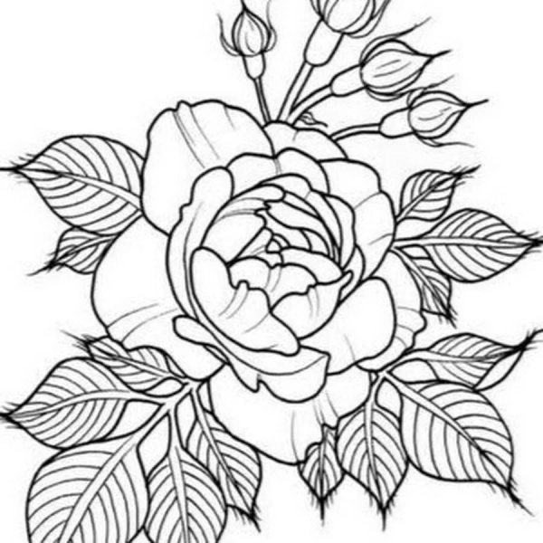 Контурные тату цветы