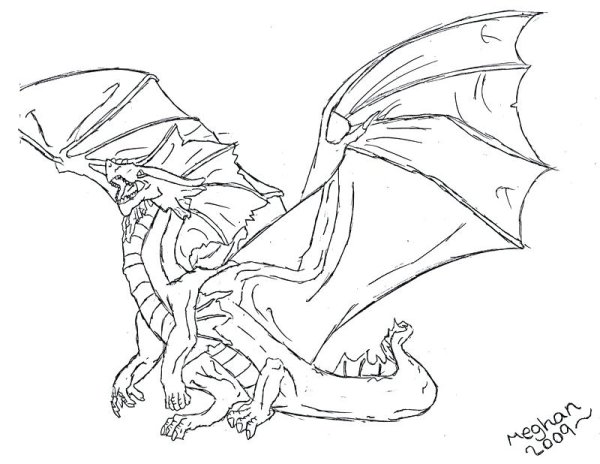 Дракон контурный рисунок