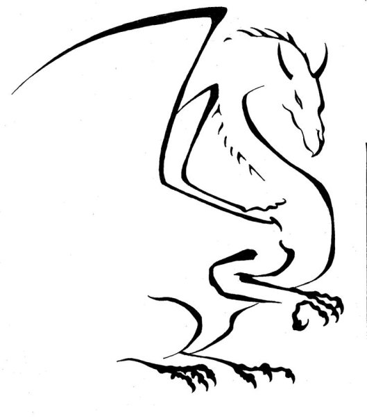 Тату одной линией дракон