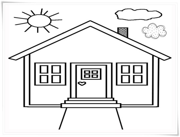 Домик раскраска для детей