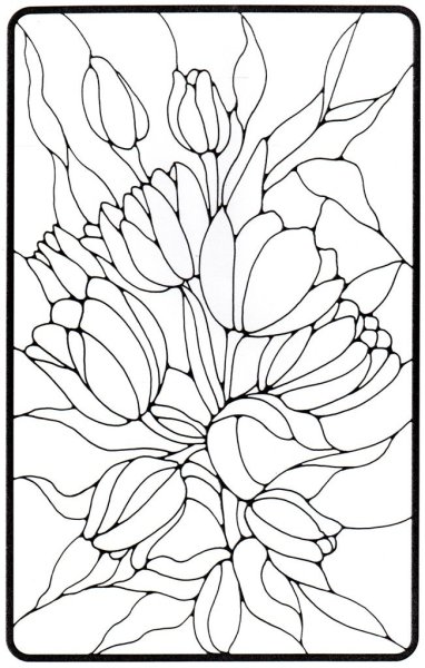 Витраж цветы эскизы