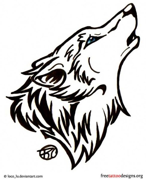 Тату голова волка