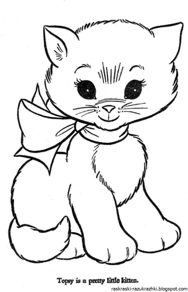 Раскраска пушистая кошка