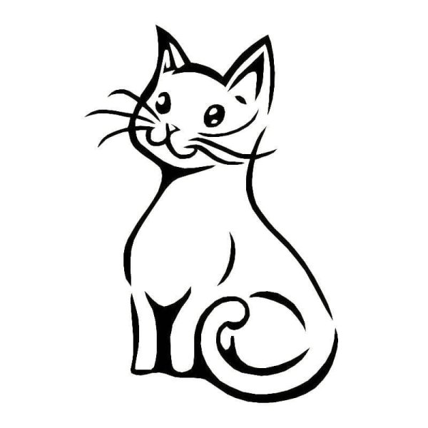 Кошка контурный рисунок