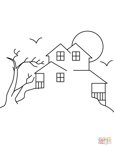 Контуры домов для раскрашивания