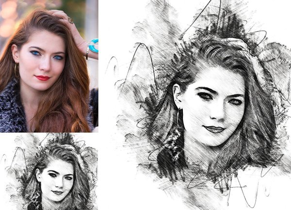 Экшен для фотошопа портрет в карандаше