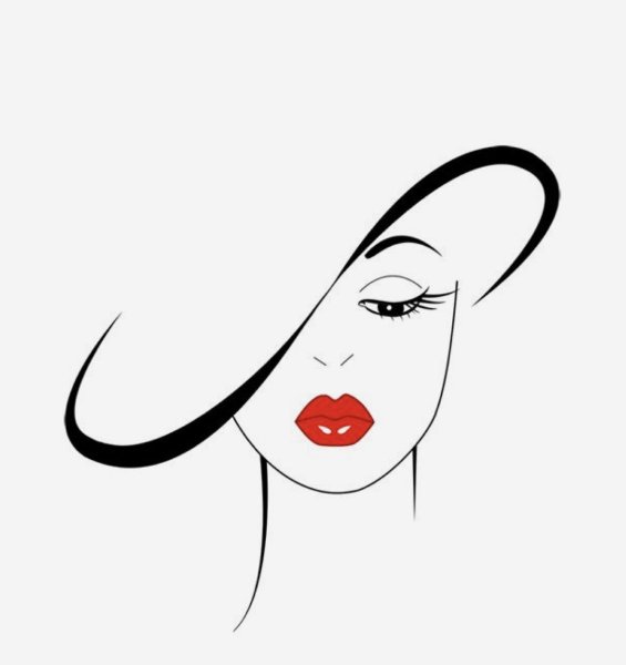 Силуэт лица женщины в шляпе