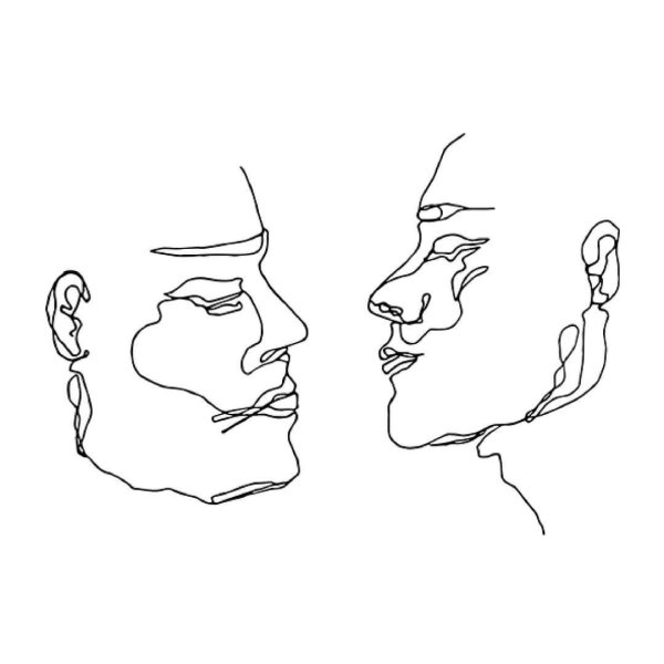 Трафарет лиц одной линией