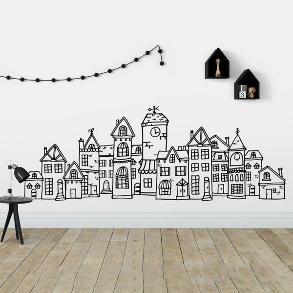 Трафарет города на стену