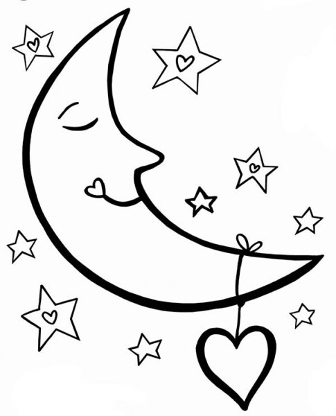 Луна раскраска