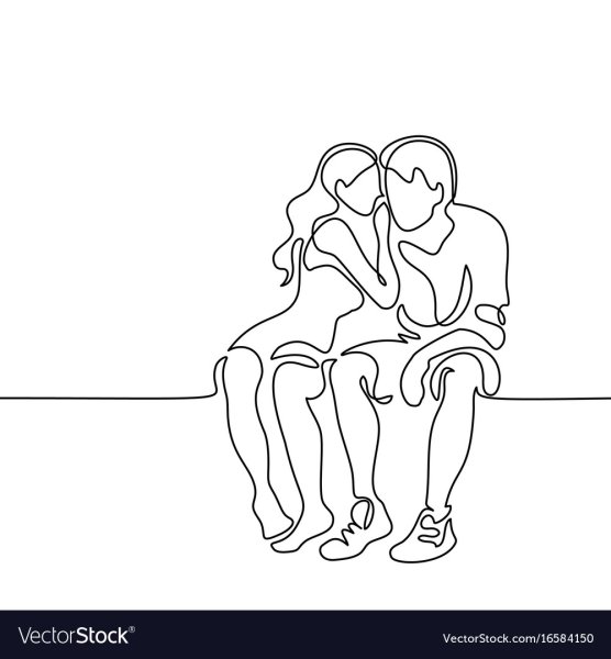 Трафарет влюбленной пары на лавочке