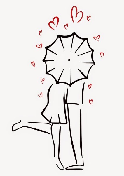 Силуэт влюбленной пары карандашом