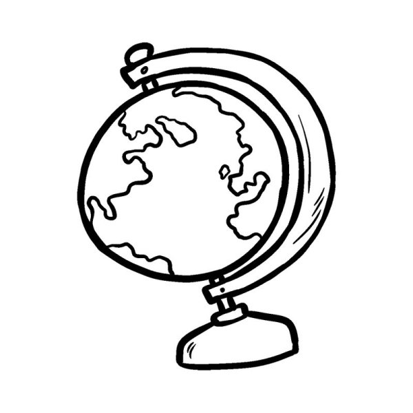 Глобус чёрно белый