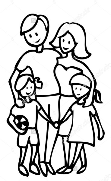 Контуры семьи для раскрашивания