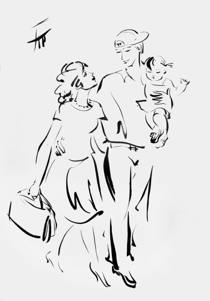 Семья графический рисунок