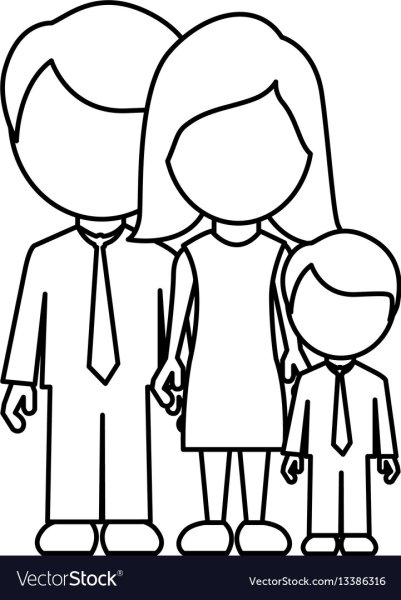 Семья рисунок контур