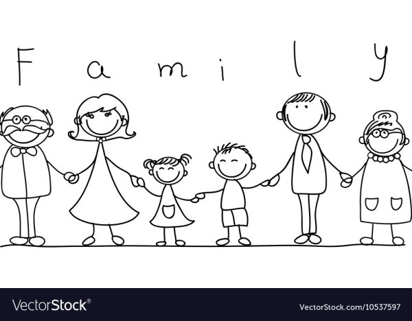 Семья рисунок контур