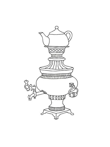 Самовар раскраска для детей