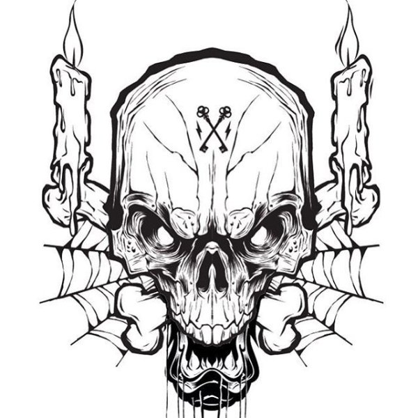 Контурные тату череп