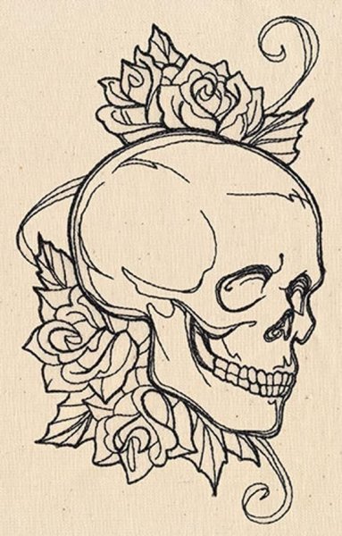 Контурные тату череп