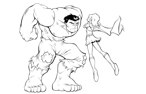 Супермен против Халка раскраска