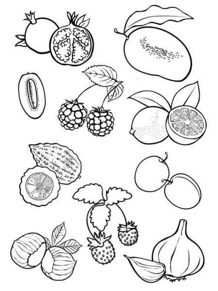 Фрукты раскраска для детей